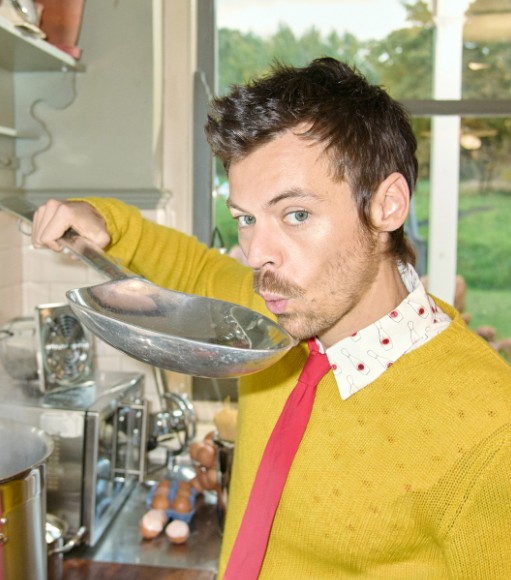 Harry Styles eating soup